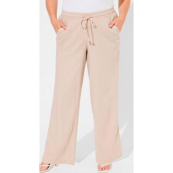 Plus size wide leg drawstring elastic khaki chinos by Torrid size 4X (26) NWT - Picture 1 of 9